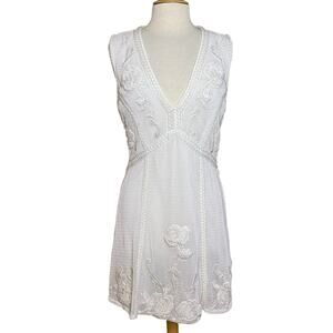 NWT Anthro Not So Serious Pallavi Mohan white beaded open back dress L